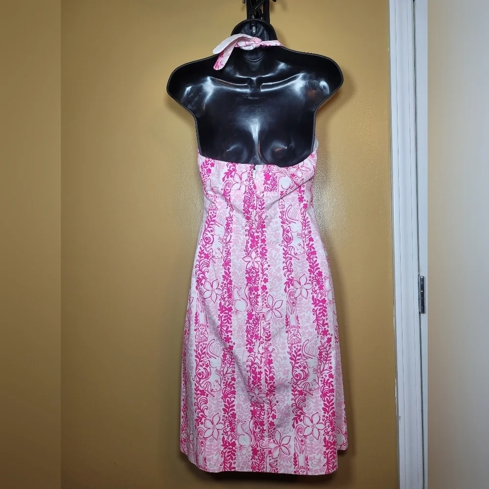 Lilly Pulitzer 100% Cotton Livie Pink Halter Top Dress sz 4 - Picture 12 of 15